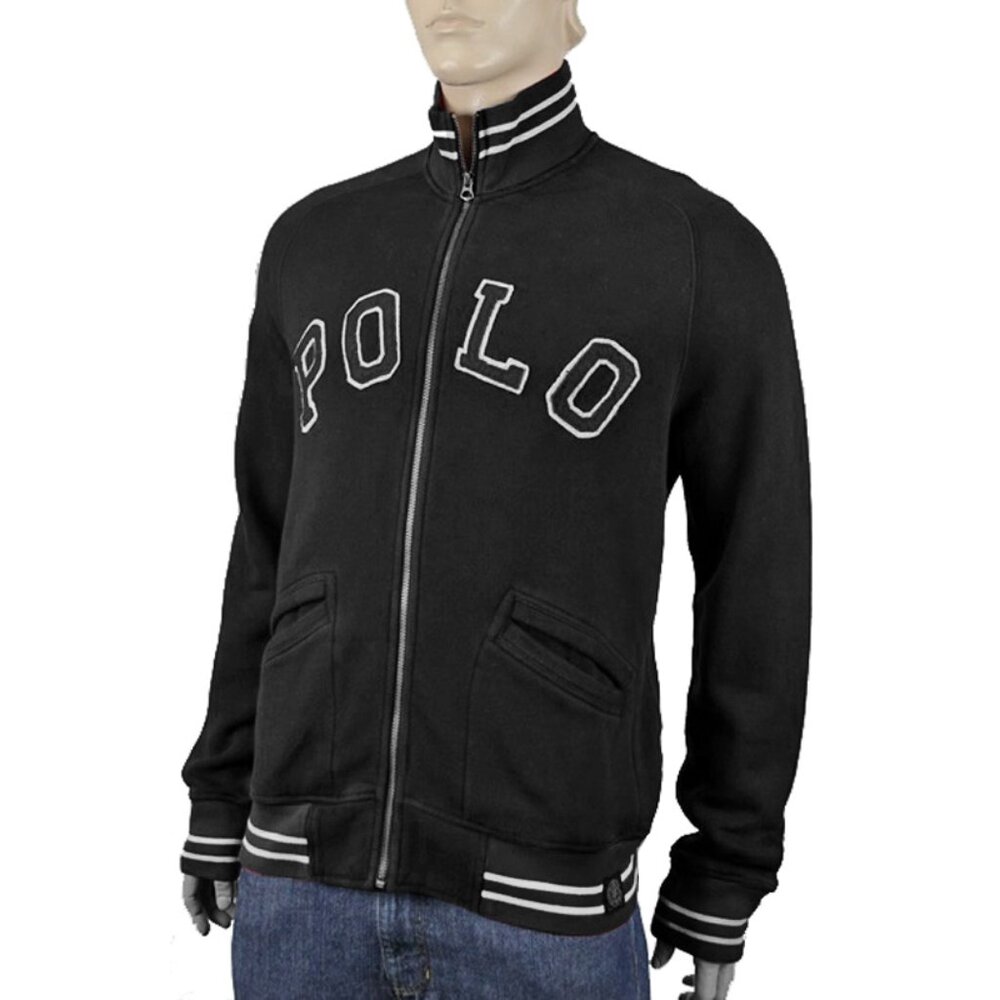 NEW Polo Ralph Lauren Sweatshirt!  Black White Huge Polo on Front Full Zip Front